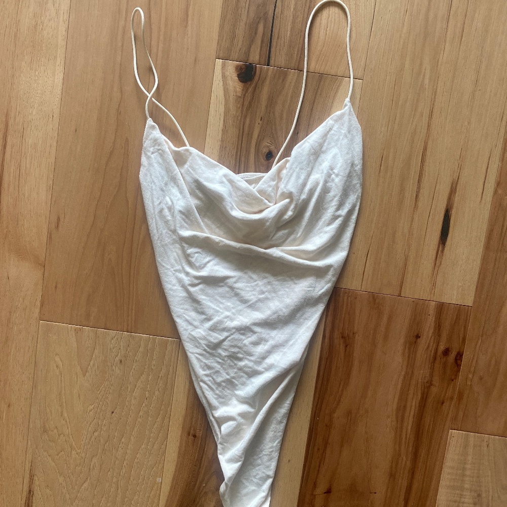Cream nude draped bodysuit